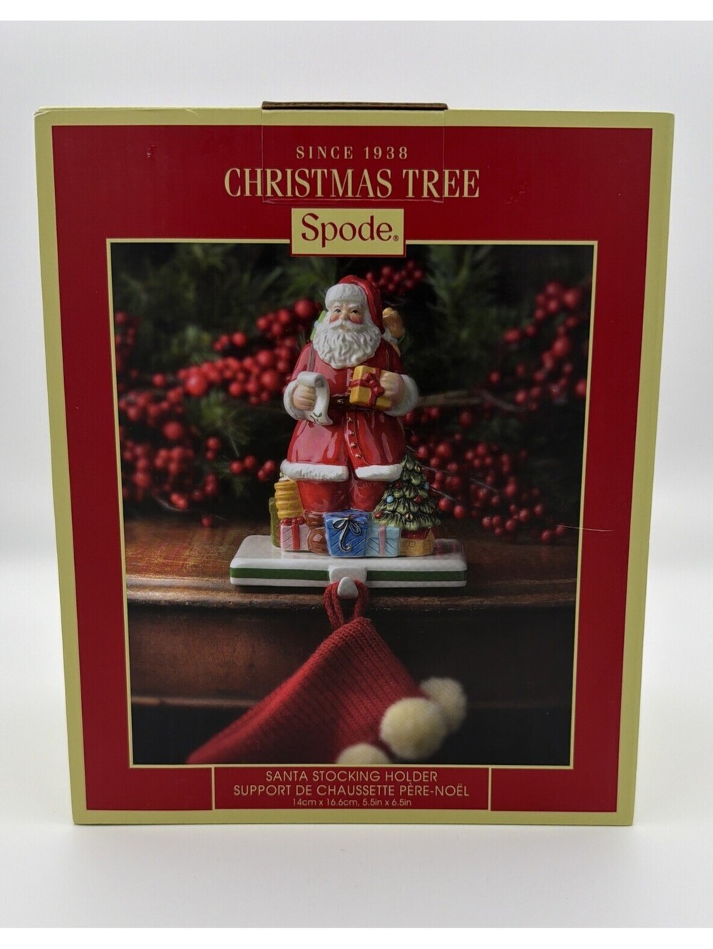 Spode Christmas Tree Santa Stocking Holder Sculpted Santa Claus Holiday Figurine